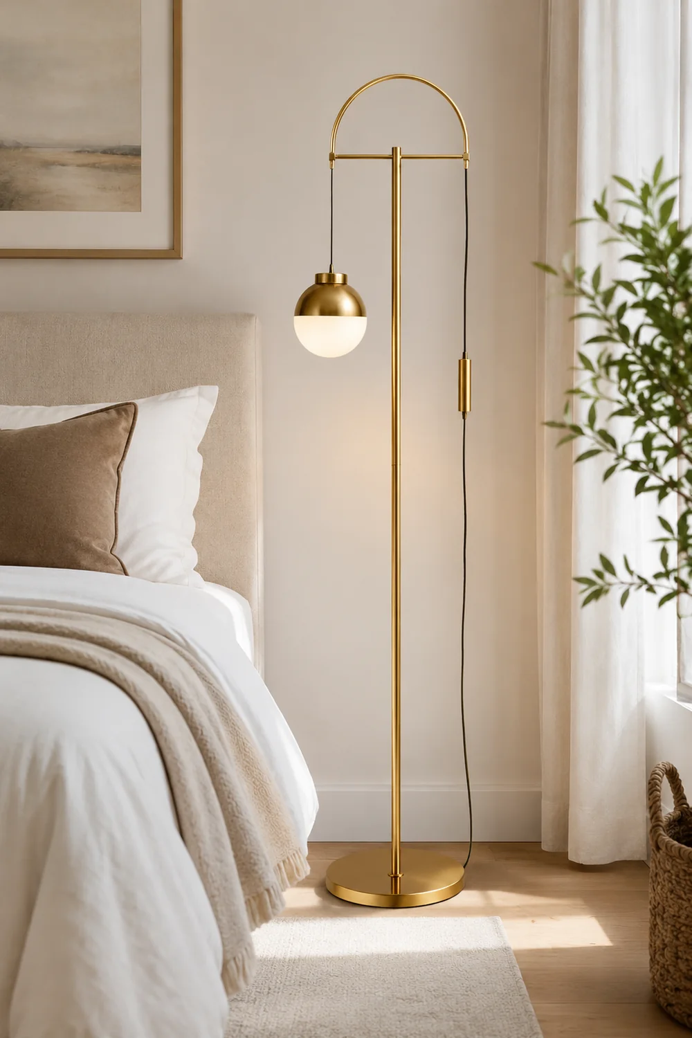 Valentina Modern Arch Glass/Metal Floor Lamp, Gold - Lumpaz