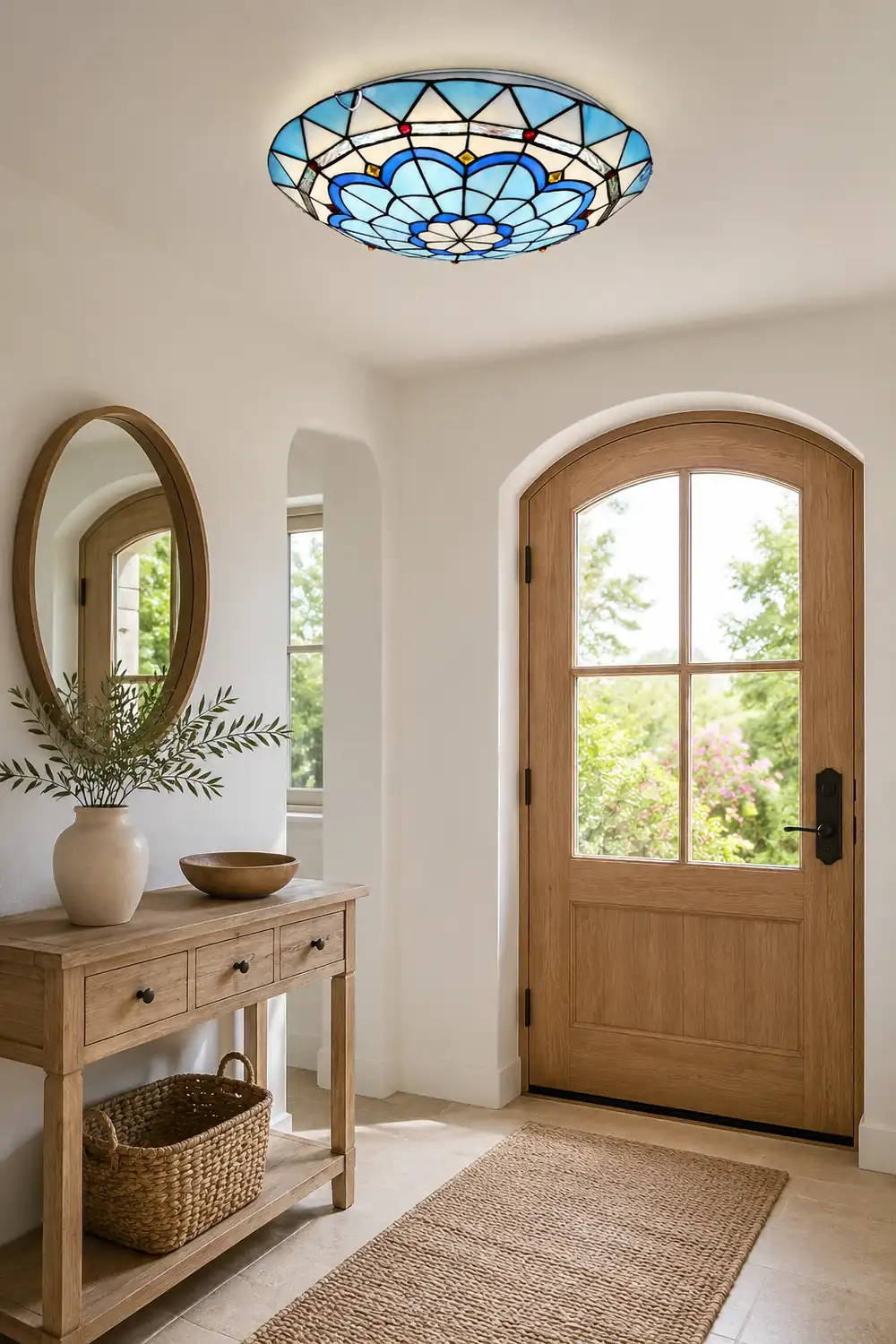 Eryn Flush Mount Glass Colorful Ceiling Light, Bedroom - Lumpaz