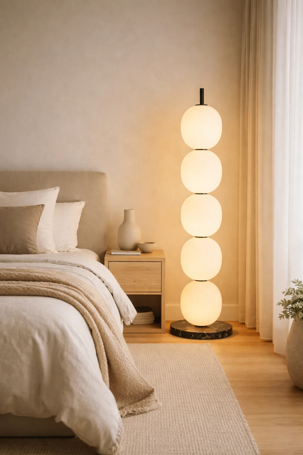 Valentina Modern Lantern Glass Floor Lamp, White, Living Room - Lumpaz