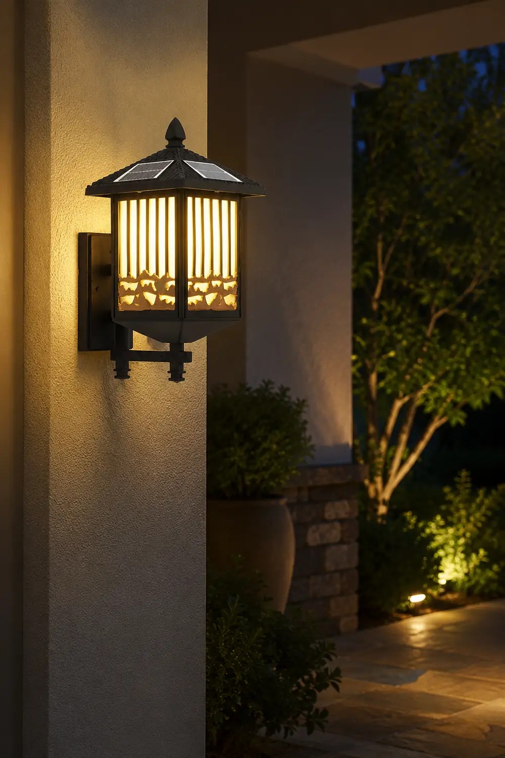 Retro Waterproof LED Black Modern Solar Wall Lights Outdoor Wall Sconce - Lumpaz