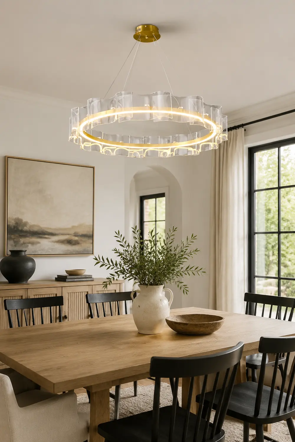 Evette Creative Ring Metal/Arcylic Pendant Light, Gold - Lumpaz