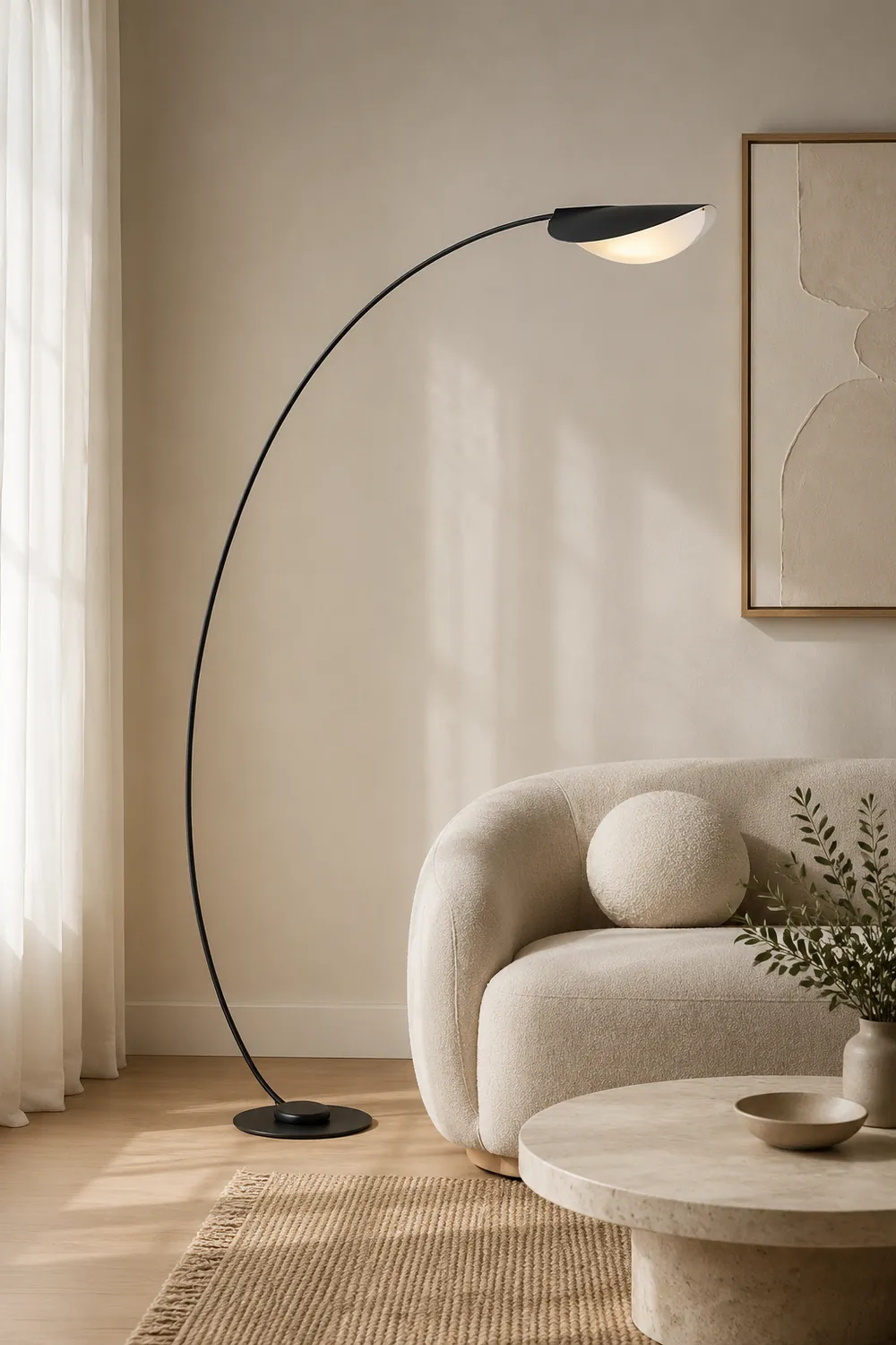 Edge Modern Arch Metal Floor Lamp, Black Bedroom/Living Room - Lumpaz
