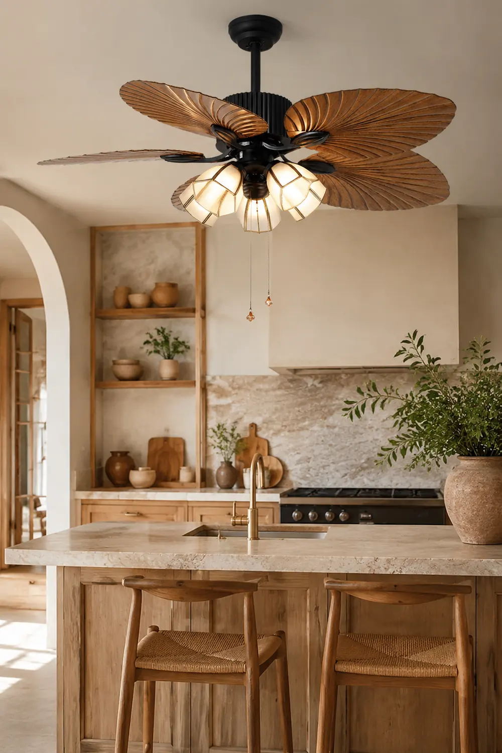 Bella 5-Blade Rustic DC Ceiling Fan with Light, Summer, 52'' - Lumpaz
