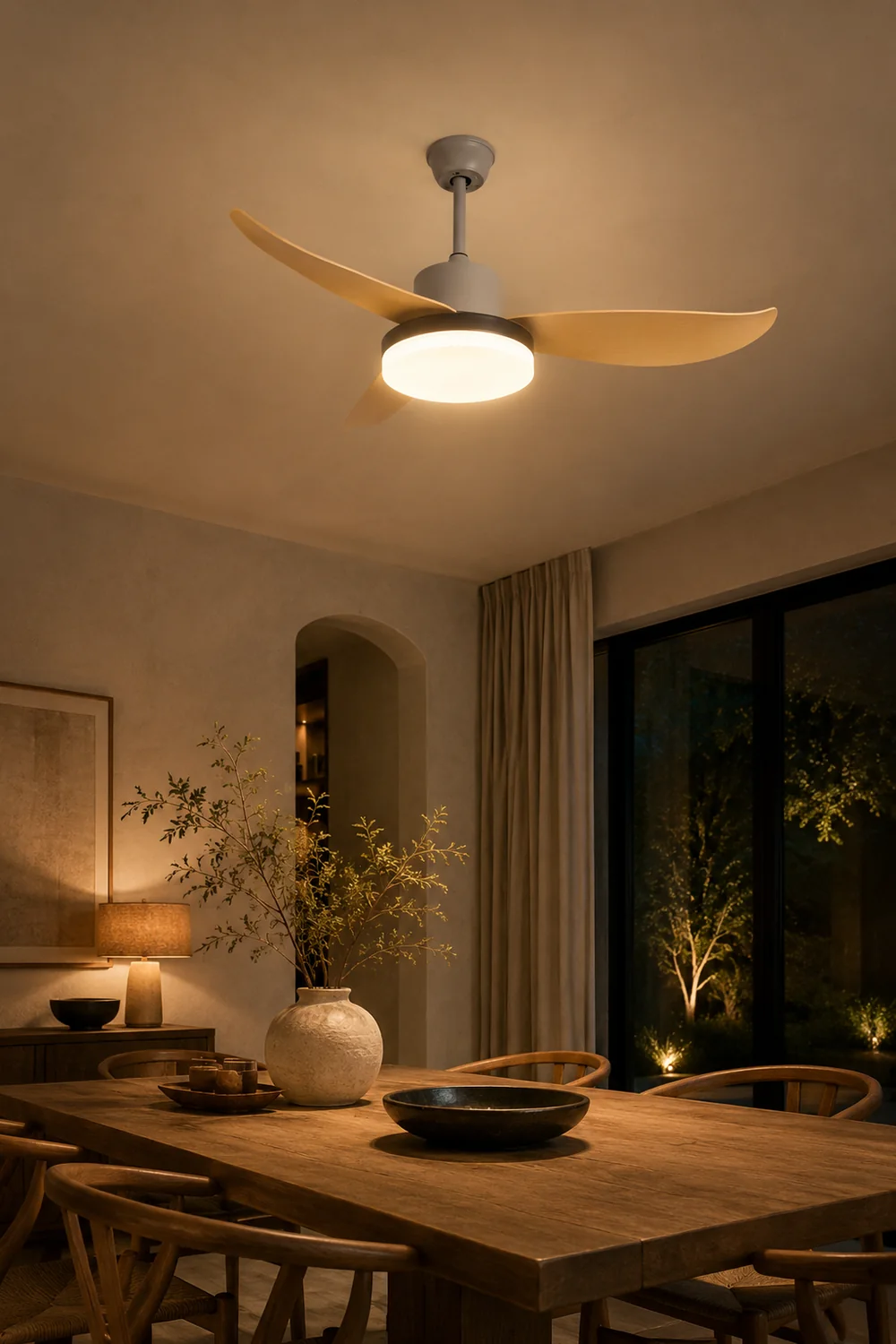 Haydn 3-Blade DC Ceiling Fan with Light, Metal & Acrylic, 37.4''/44.09'' - Lumpaz