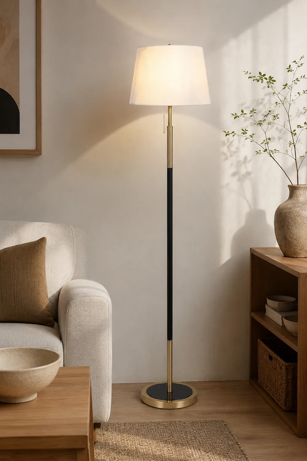 Eryn Modern Cylinder Metal Fabric Floor Lamp, 4 Color - Lumpaz