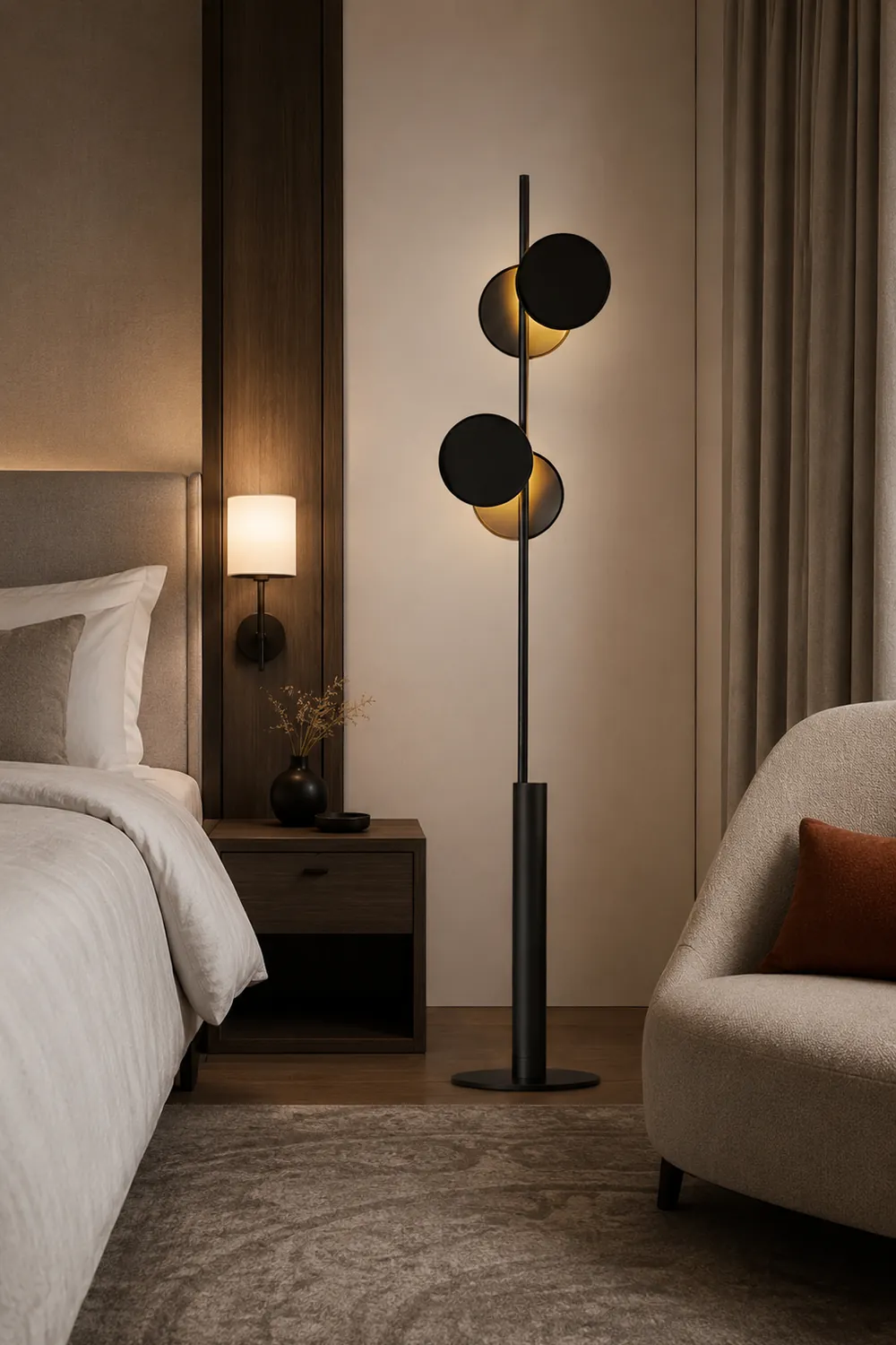 Salgado Nordic Round Metal 2 Bulb Floor Lamp Living Room - Lumpaz