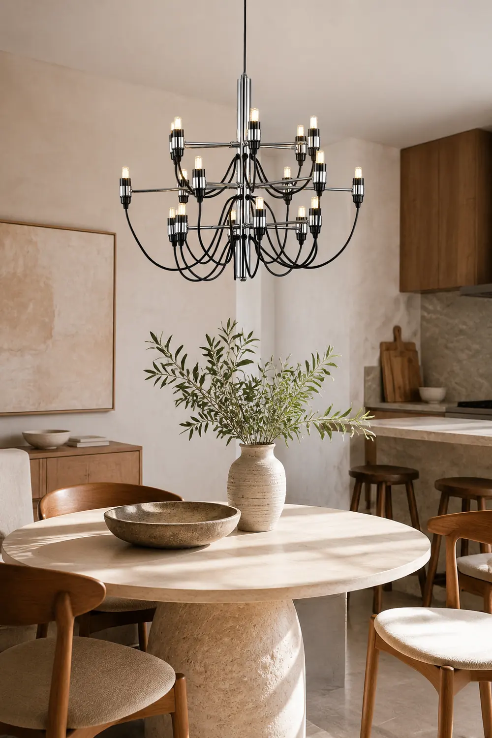 Alessio Retro Linear Metal Chandelier, Black - Lumpaz