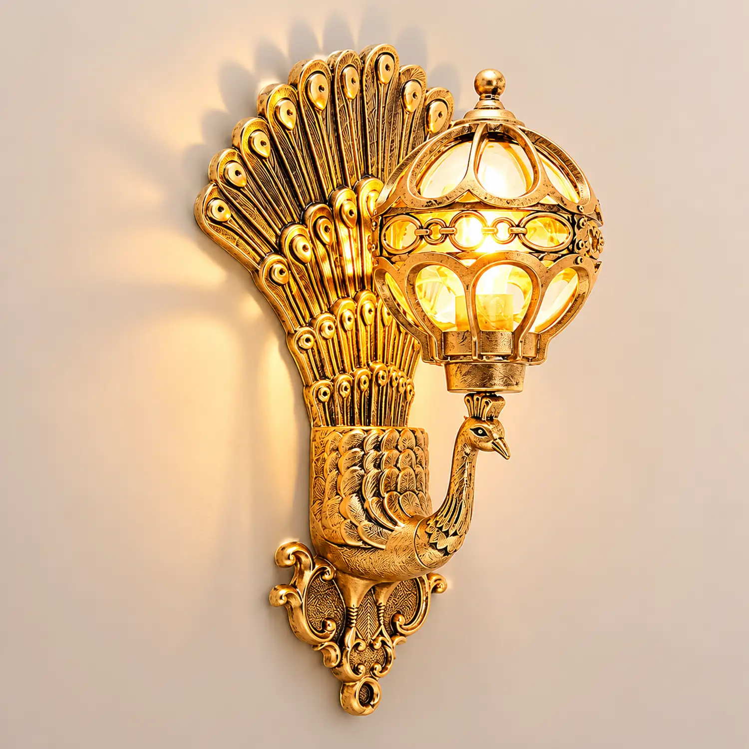 Waterproof Retro Peacocks Aluminum European Style Outdoor Wall Light - Lumpaz