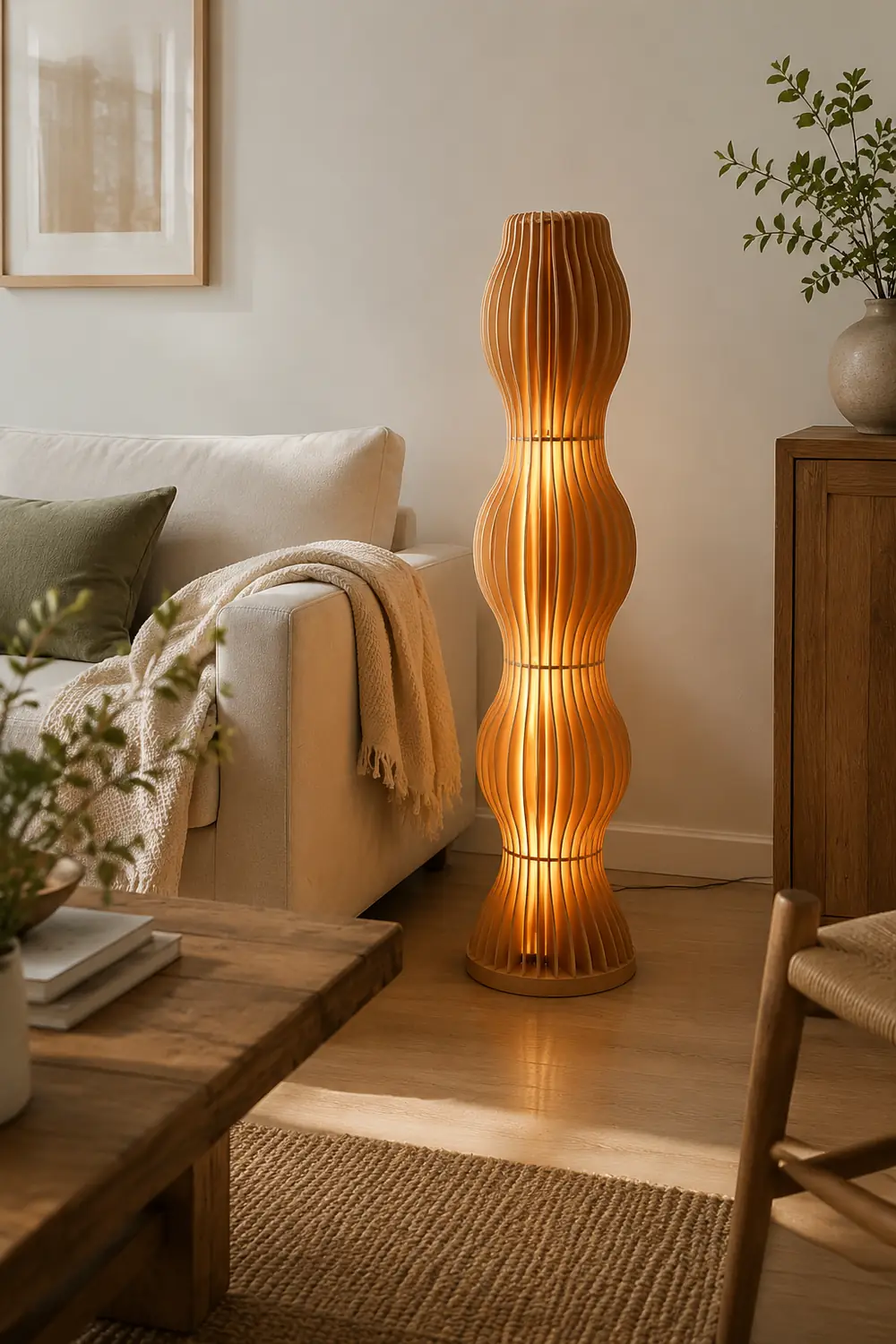 Ozawa Floor Lamp Unique Modern, Wooden Creative - Lumpaz