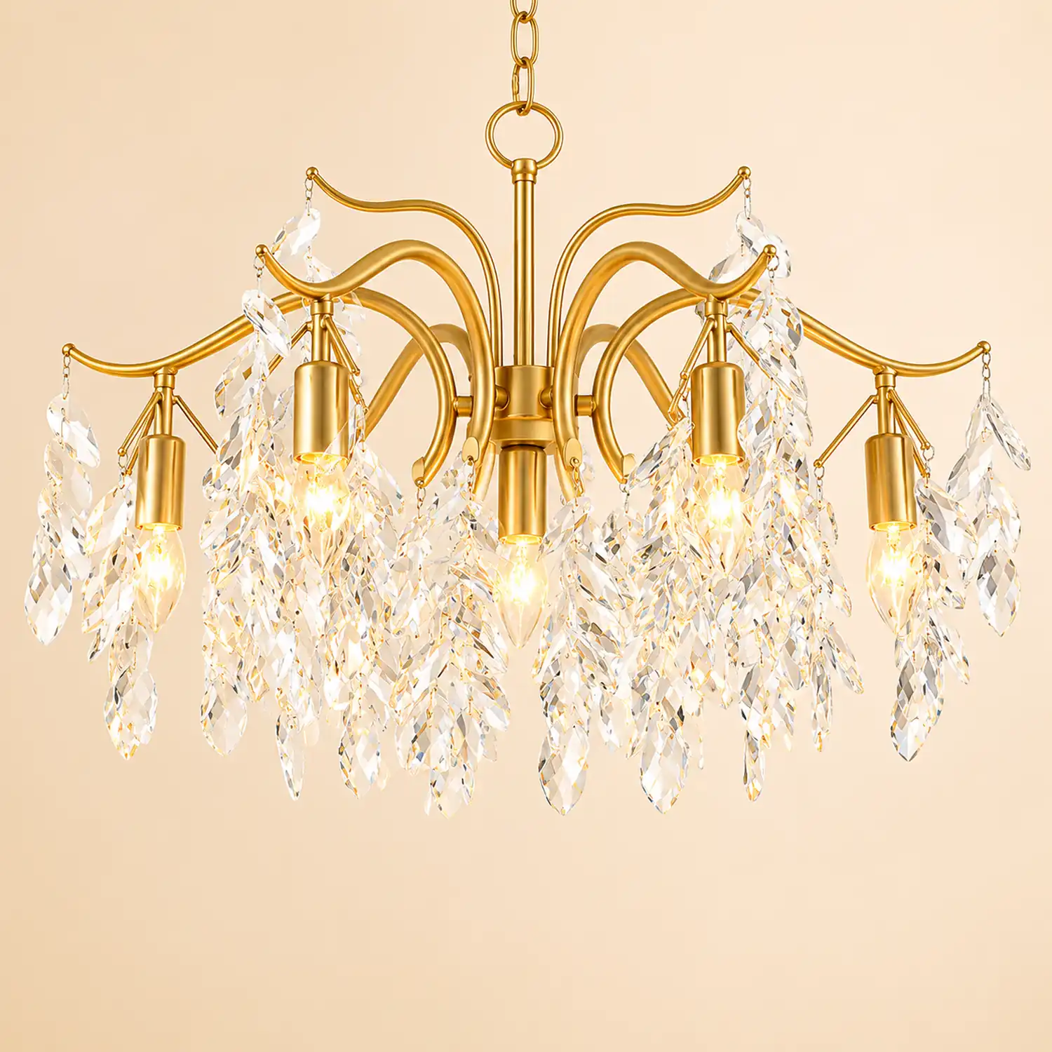 Marilyn Modern Crystal Metal Luxury Chandelier Black Gold Living Room - Lumpaz