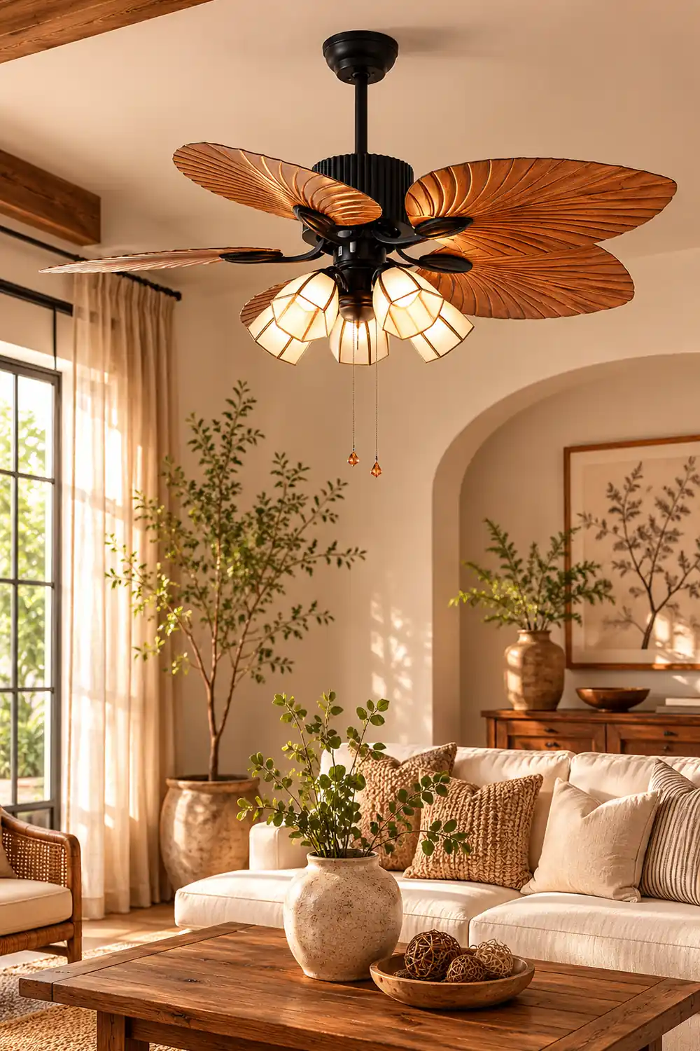 Bella 5-Blade Rustic DC Ceiling Fan with Light, Summer, 52'' - Lumpaz