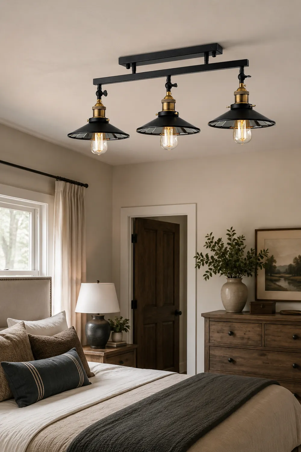 Cooley Retro Metal LED Flush Mount Ceiling Light, Black - Lumpaz