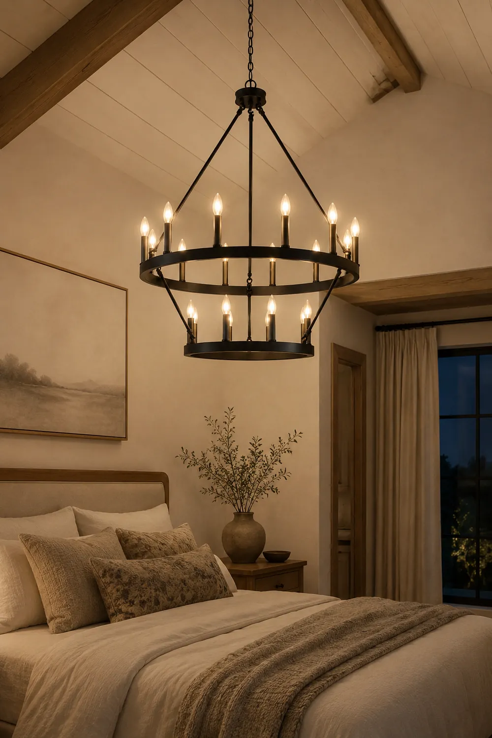 Silva Modern Industrial LED Chandelier Black Metal  Living Room - Lumpaz