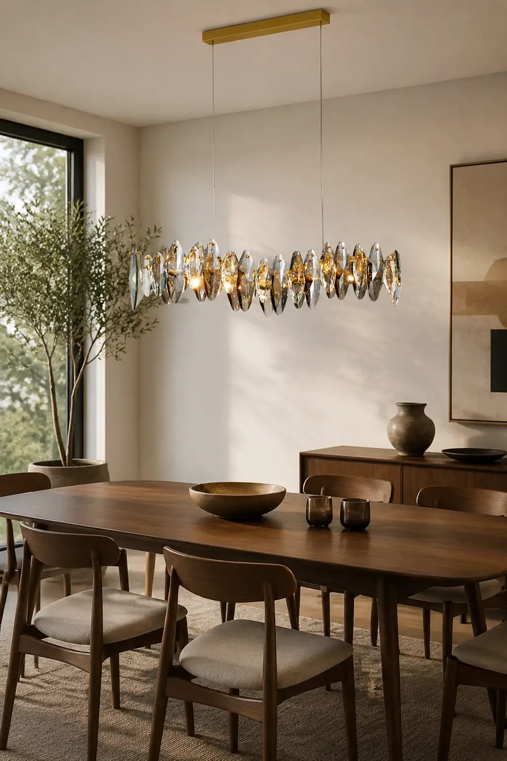 Ophelia luxurious Elliptical Glass/Metal Pendant Light Gold - Lumpaz