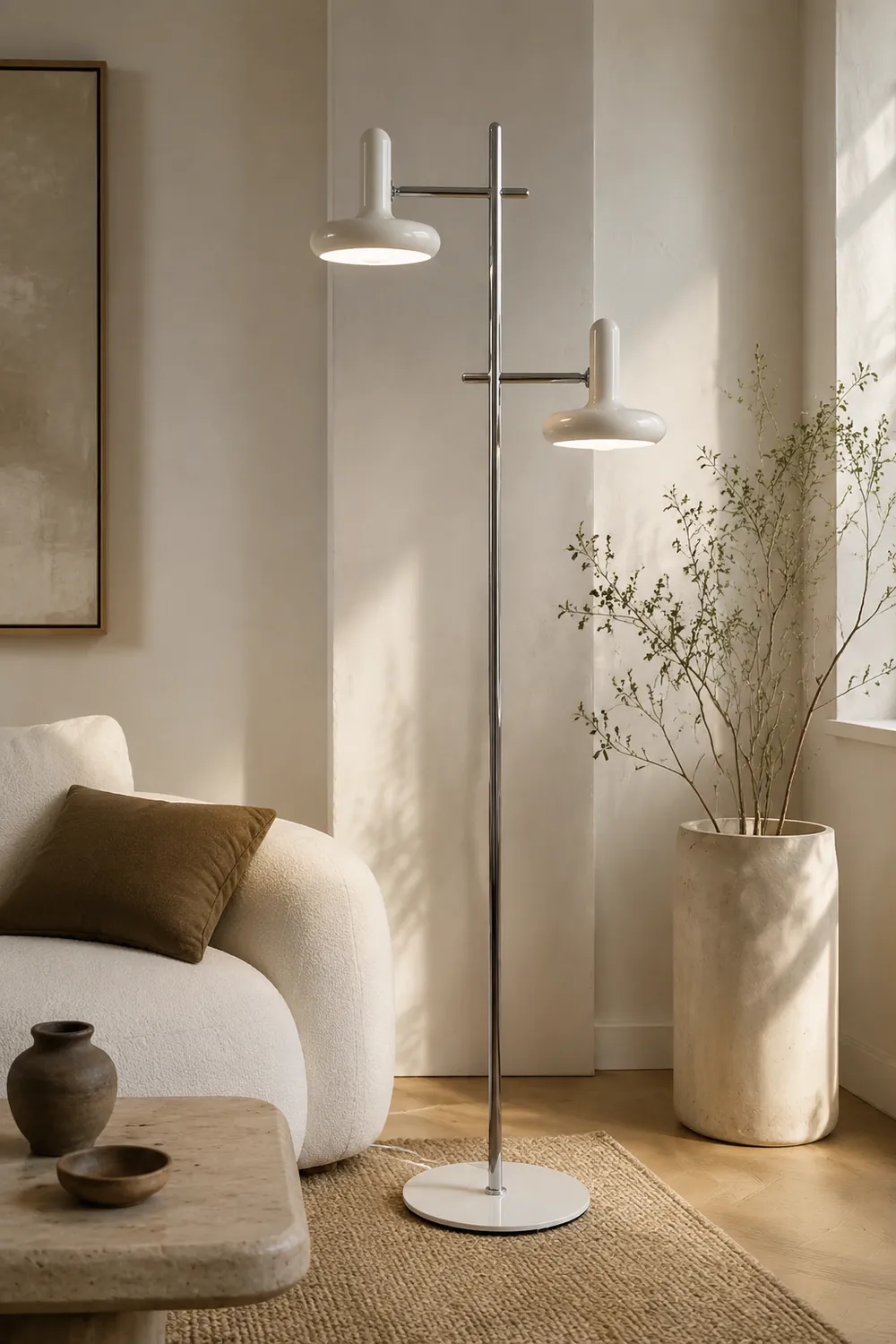 Carins Modern Nordic Minimalist Metal Rotable Floor Lamp, White - Lumpaz