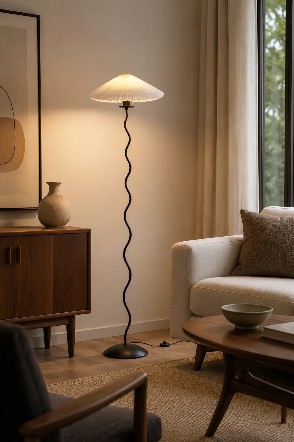 Renée Modern LED Mushroom Floor Lamp Metal Bedroom/Living Room - Lumpaz