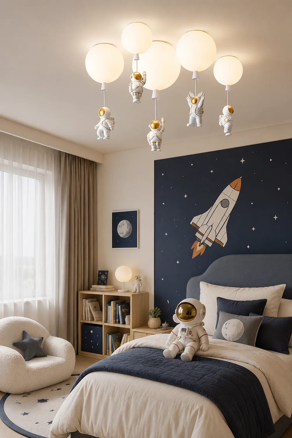 Fateh Astronaut Balloon Flush Mount Ceiling Light 8 Color Bedroom - Lumpaz