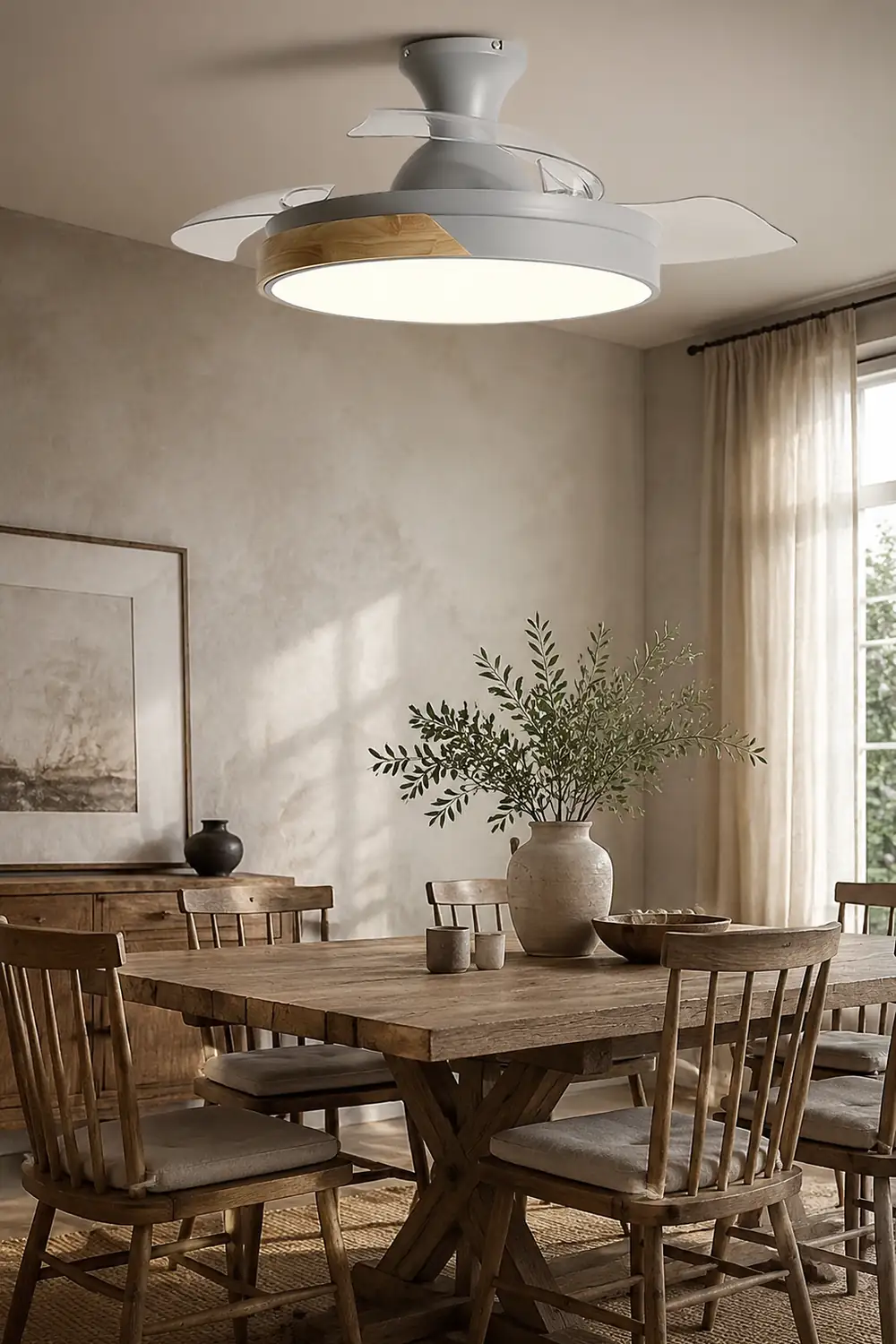 Morandi Invisible Blades Ceiling Fan With Light, 5 Color, L 35.4"/39.3" - Lumpaz