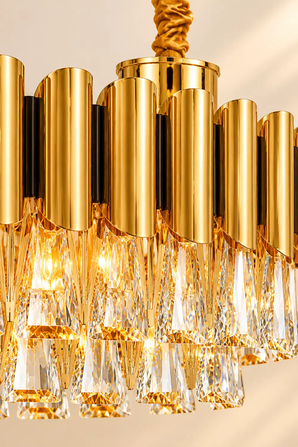 Marilyn Rectangular Luxury Metal Crystal Chandelier, Gold, Small - Lumpaz