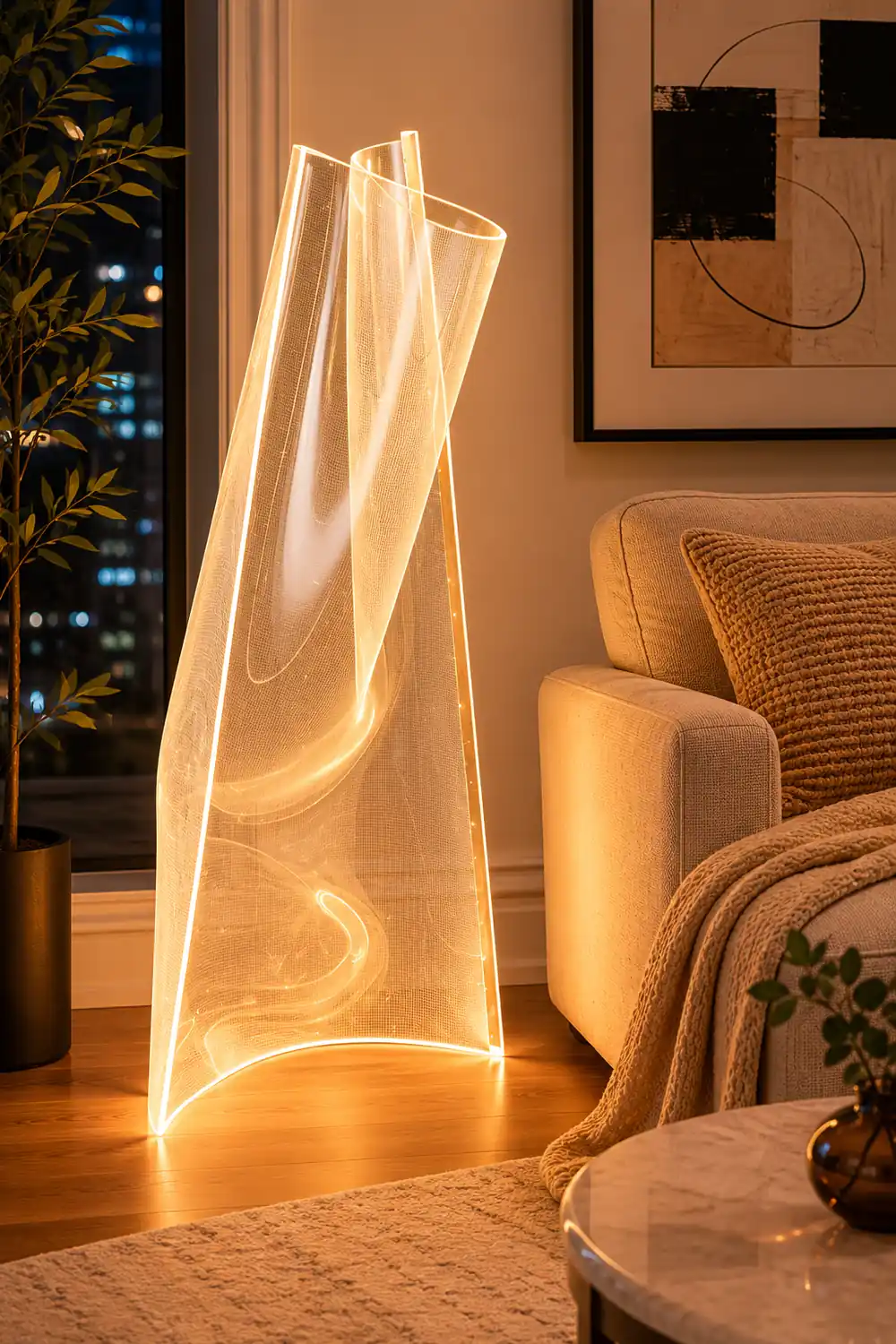 Salgado Modern LED Floor Lamp Metal/Acrylic Living Room/Bedroom - Lumpaz