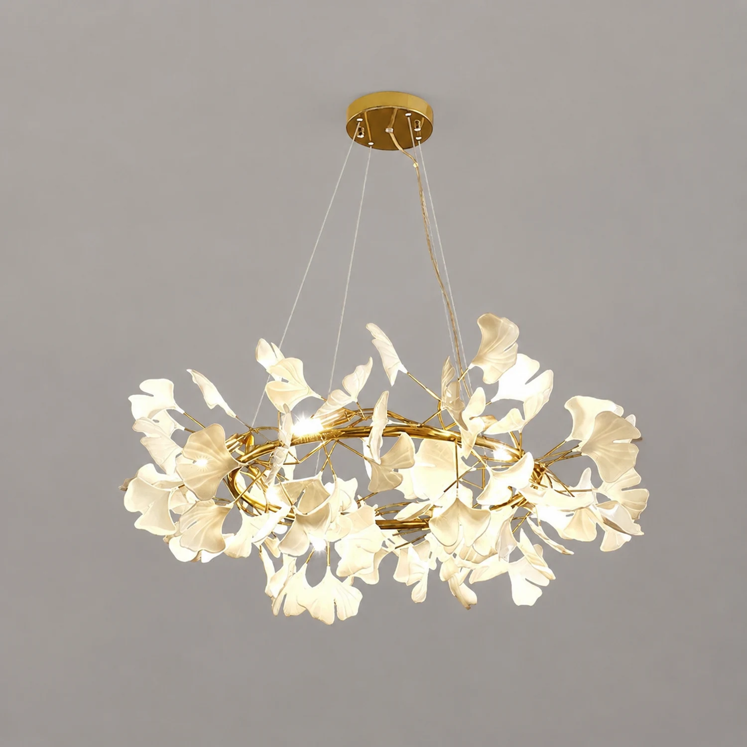 Ophelia EarthenGlo Modern Kitchen White Art Deco Chandelier, Metal & Ceramic - Lumpaz