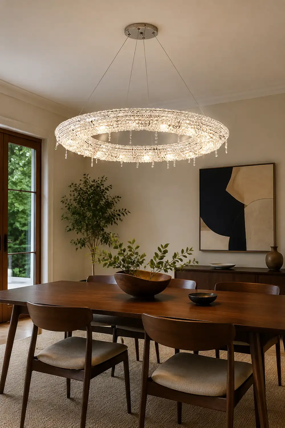 Kristy Luxury Round Crystal Pendant Light for Living Room/Dining Room - Lumpaz