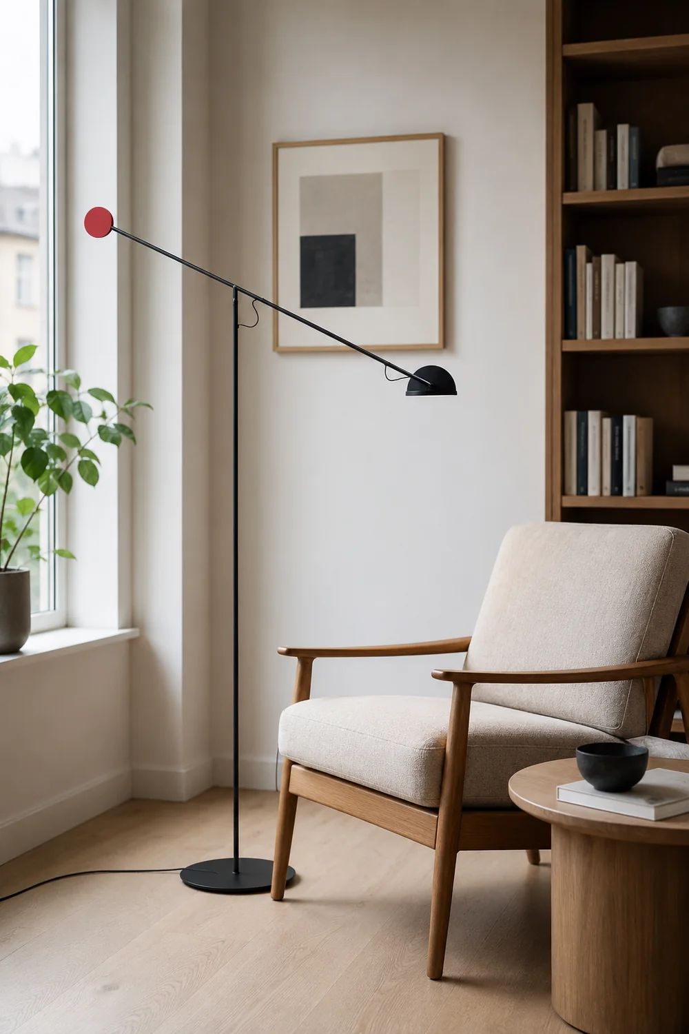 Avi Industrial Minimalist Linear Metal Floor Lamp, Black - Lumpaz