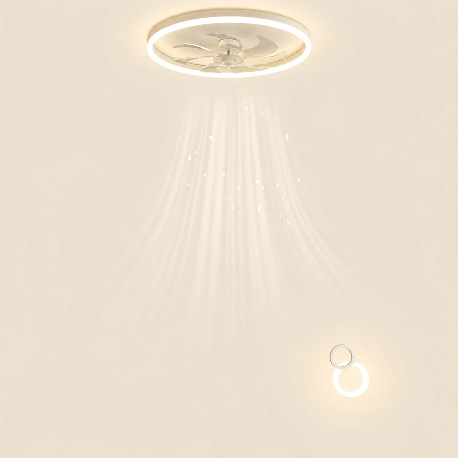 Edge 7-Blade Ring Ceiling Fan with Light, DIA 15.7"/19.7"/23.6" - Lumpaz