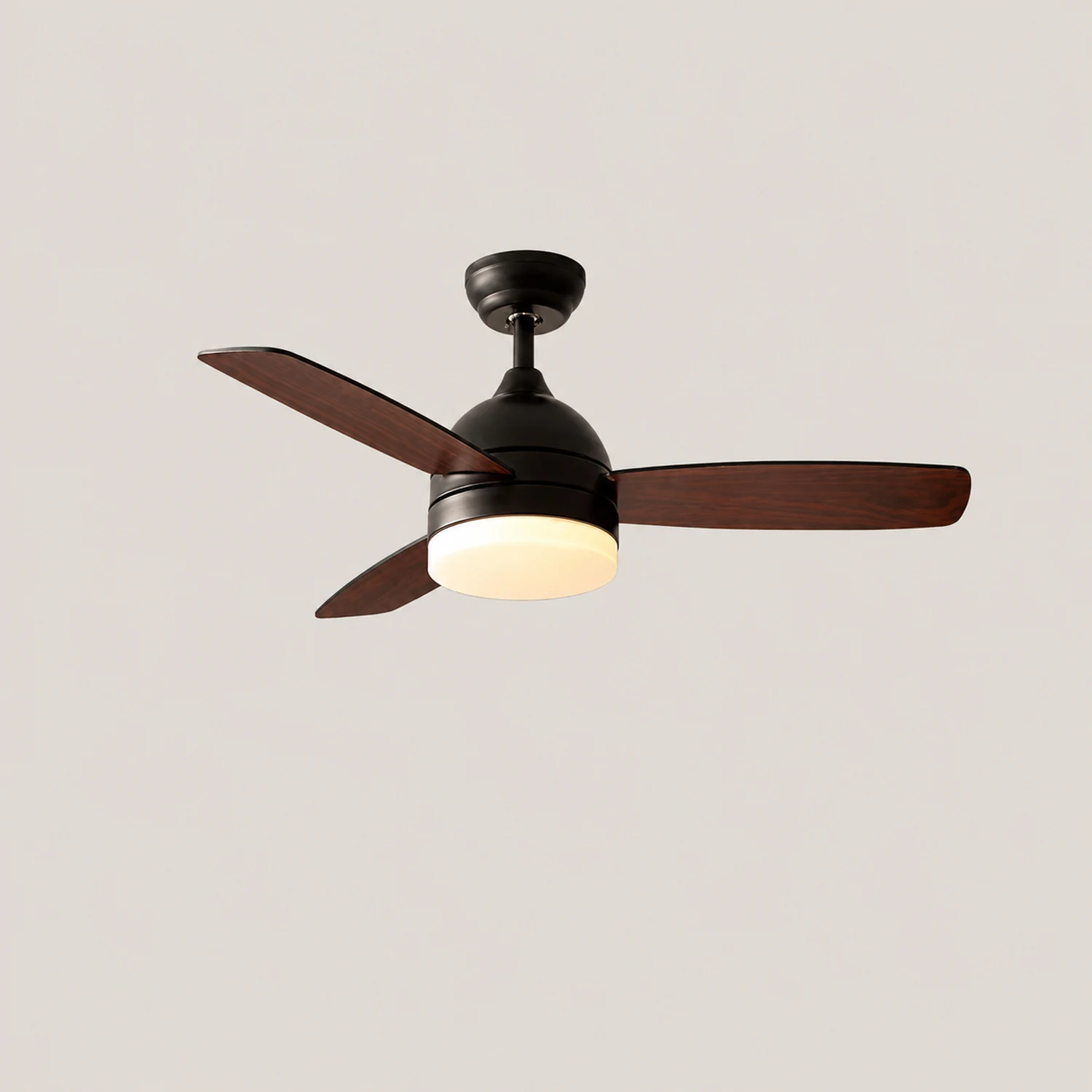 Haydn Modern Wood DC Ceiling Fan with Light, Black & White, 2 Color, 42'' - Lumpaz