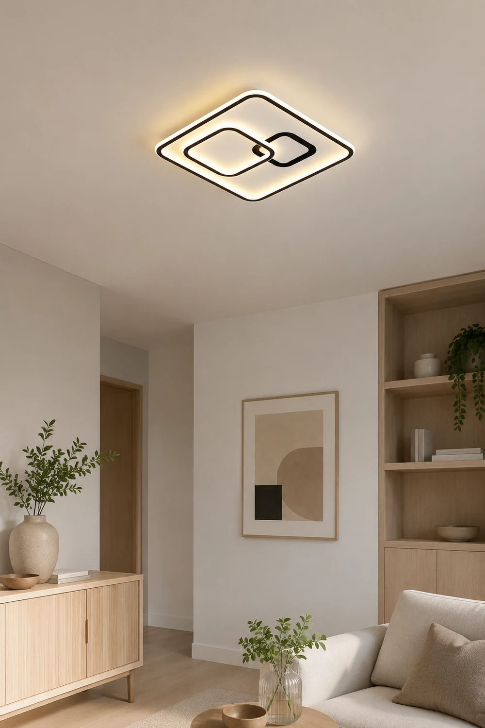 Lacey Linear Square Black Flush Mount Ceiling Light - Lumpaz