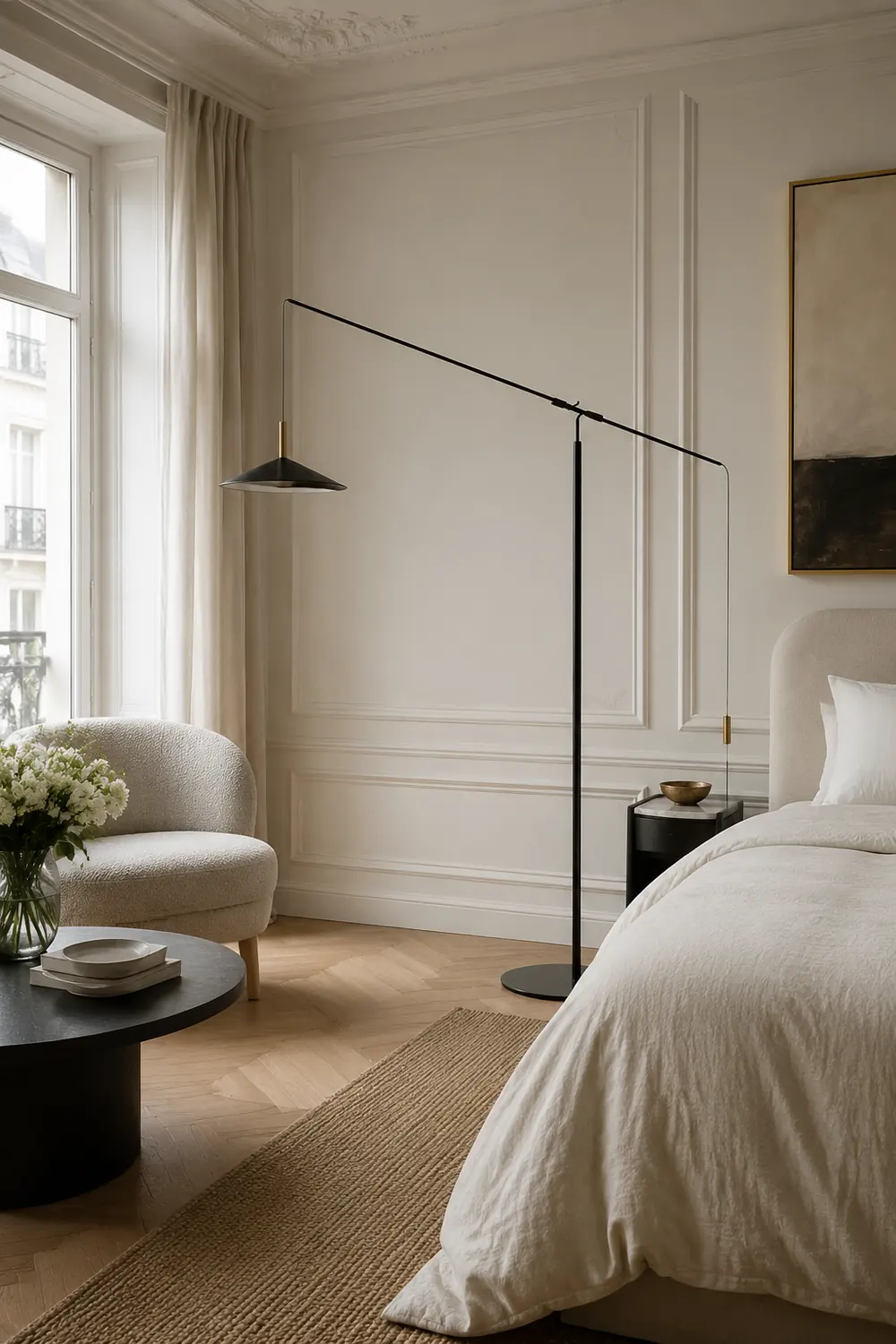 Carins Floor Lamp Italian Unique Modern, Metal Adjustable, Black, Living Room - Lumpaz