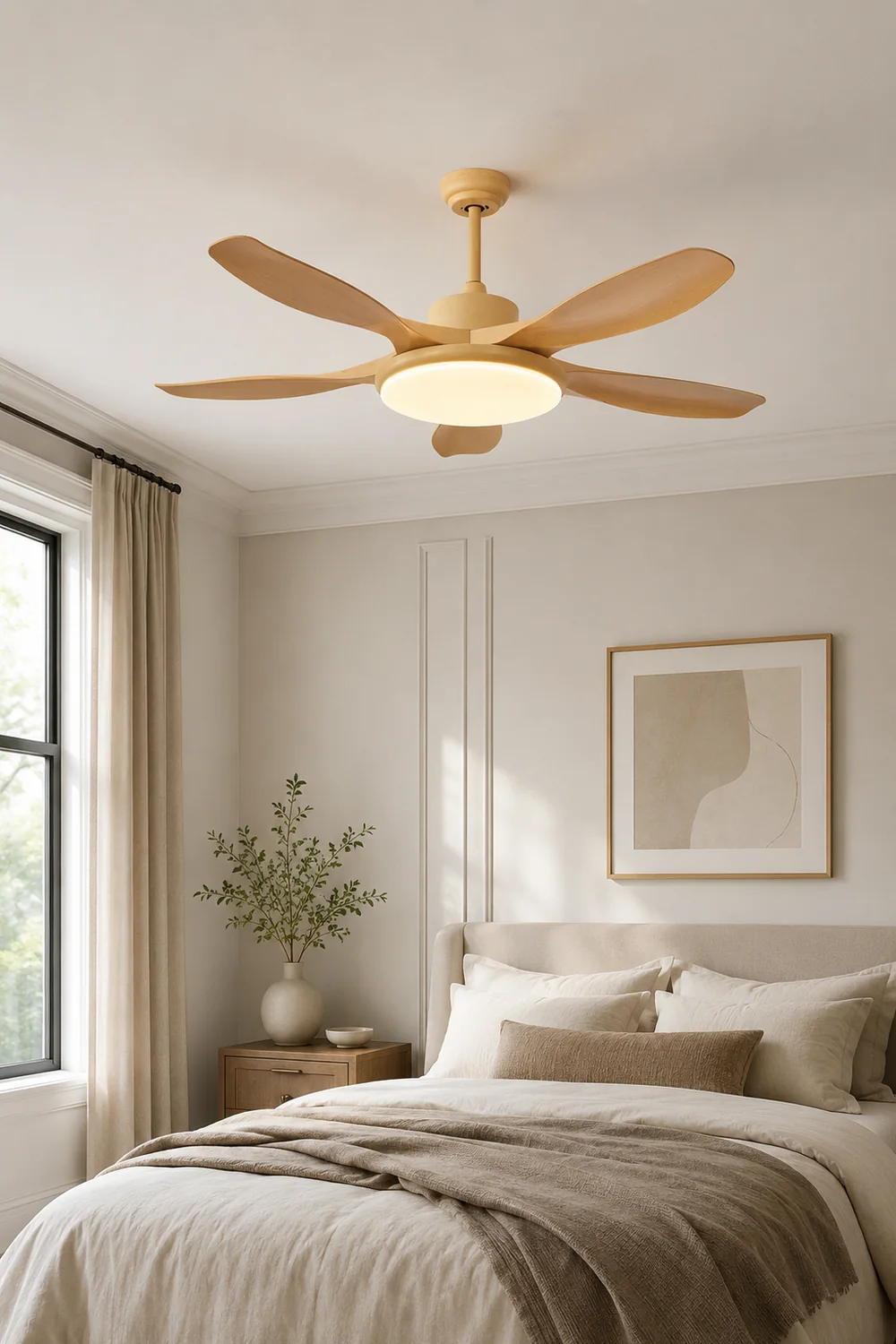 Ozawa 5-Blade Wood DC Ceiling Fan with Light, Summer, 47.2''/51.2''/59.1'' - Lumpaz