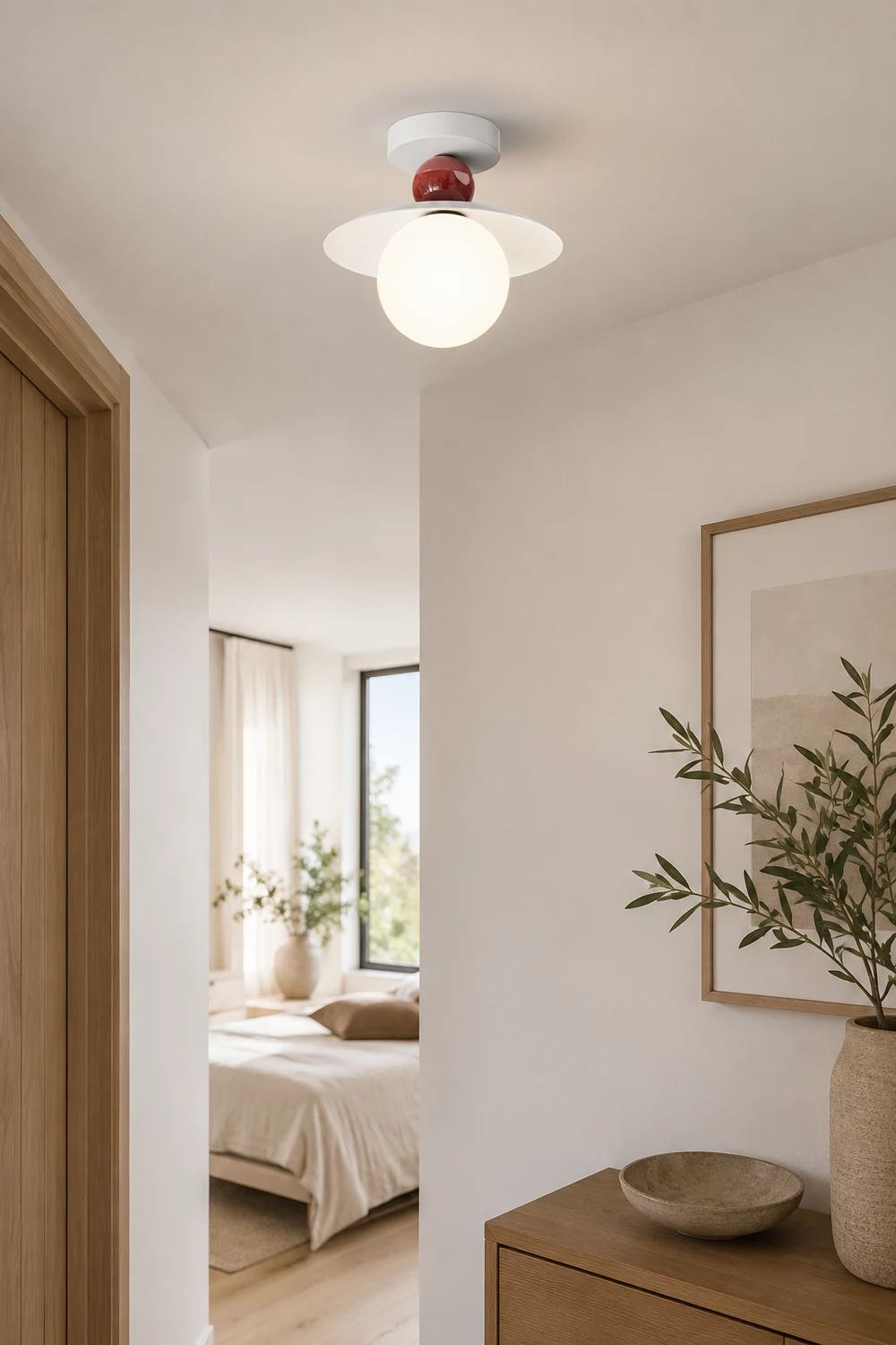 Hailie Modern LED Wall Lights/Ceiling Light Wood/Red Bedroom/Hallway/Living Room - Lumpaz