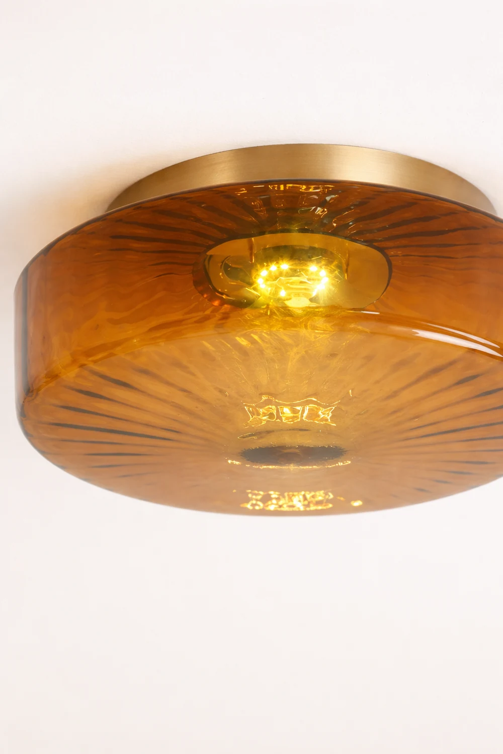 Hailie Modern Round Flush Mount Ceiling Light Brown Metal/Glass Kitchen/Living Room - Lumpaz