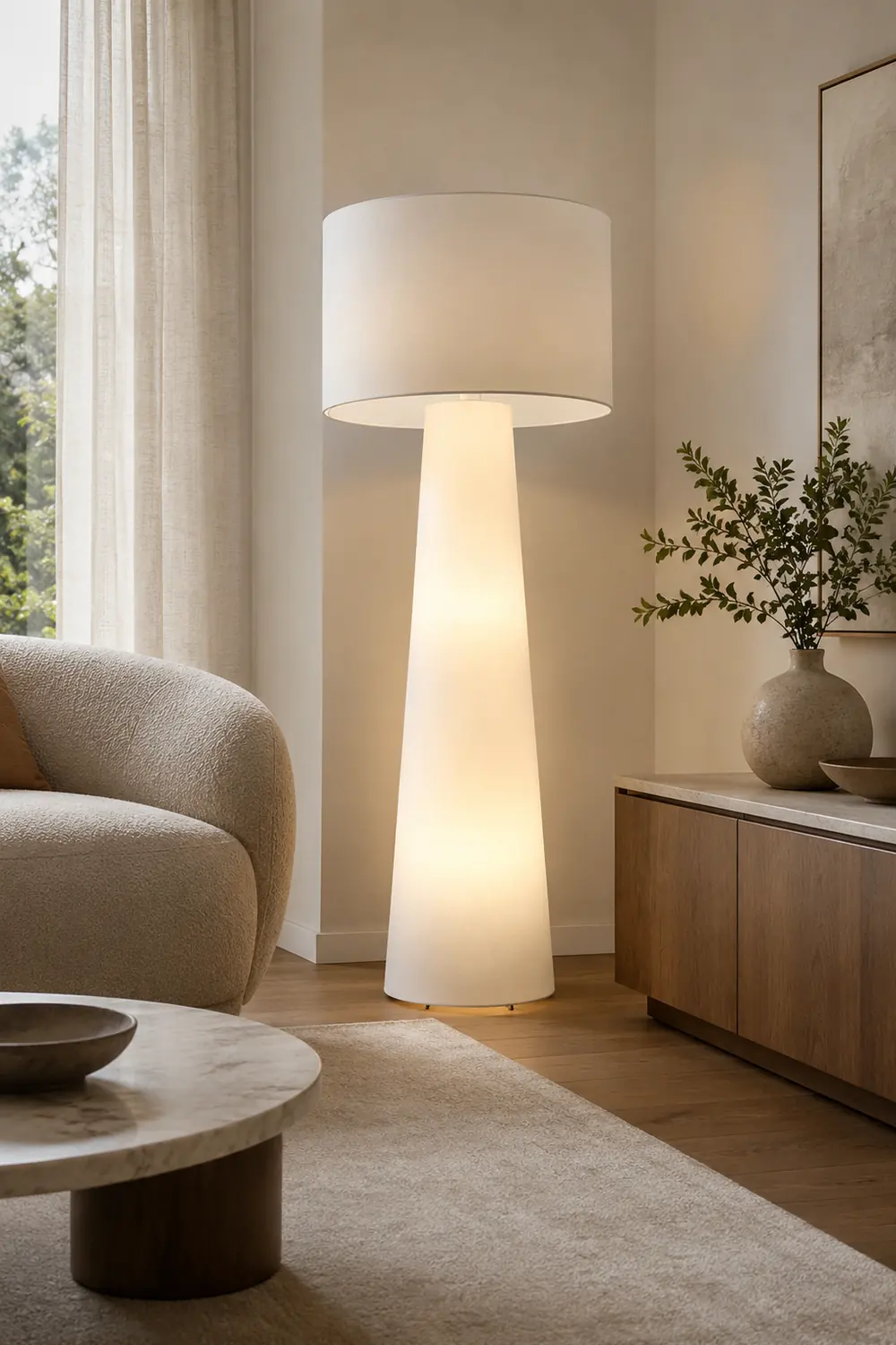 Eryn Modern Cylinder Metal  Fabric Floor Lamp - Lumpaz