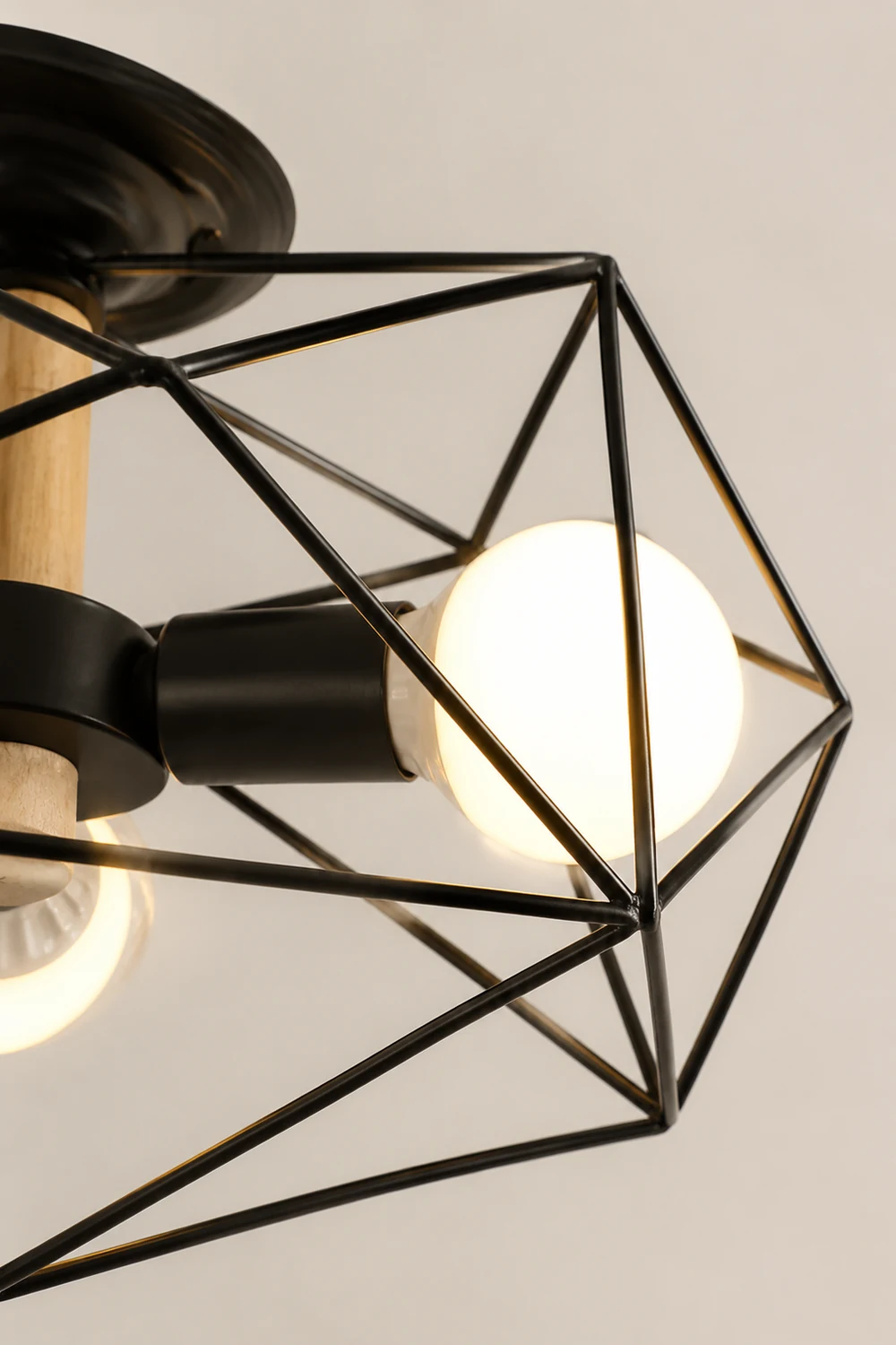 Cooley Modern Geometric Lantern Metal Flush Mount Ceiling Light, Black/White/Gold - Lumpaz