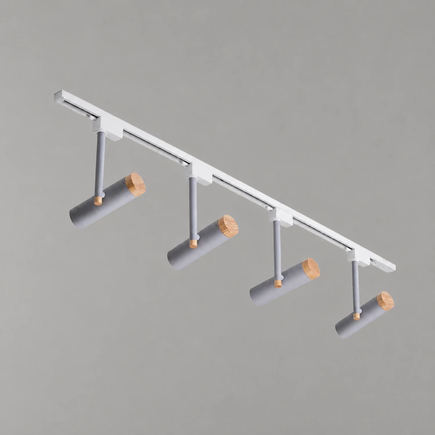 Freja Nordic Minimalist Flush Mount Spotlight with Wood Cap, Black/White/Gray - Lumpaz
