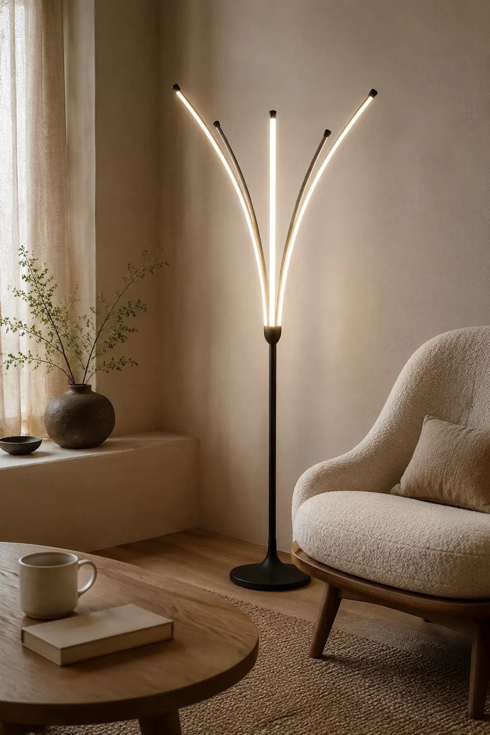 Edge Minimalist Designer Tree-Like Floor Lamp, Metal/Acrylic - Lumpaz