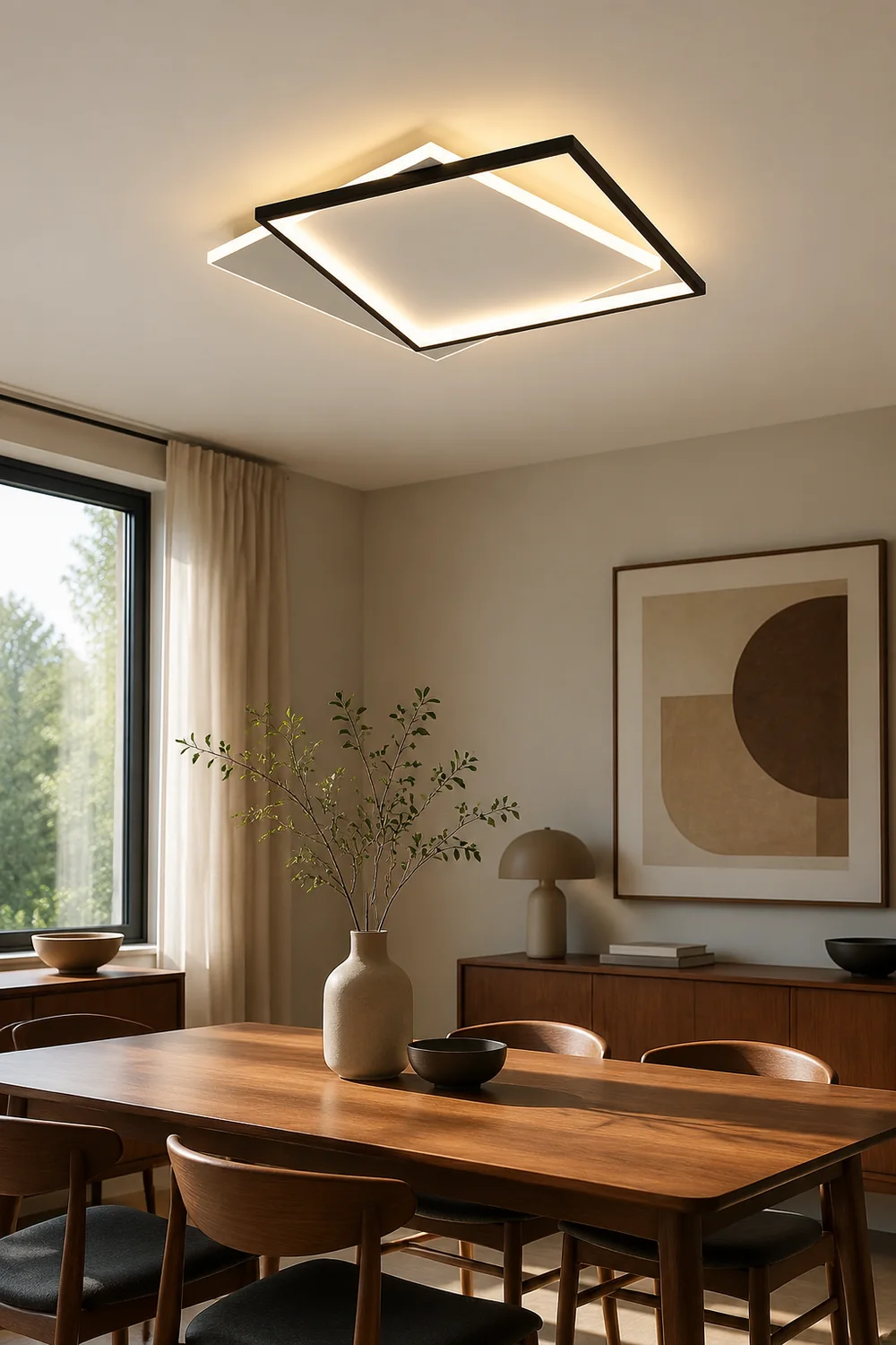 Quinn Modern Square/ Round Flush Mount Ceiling Light, Black with White - Lumpaz