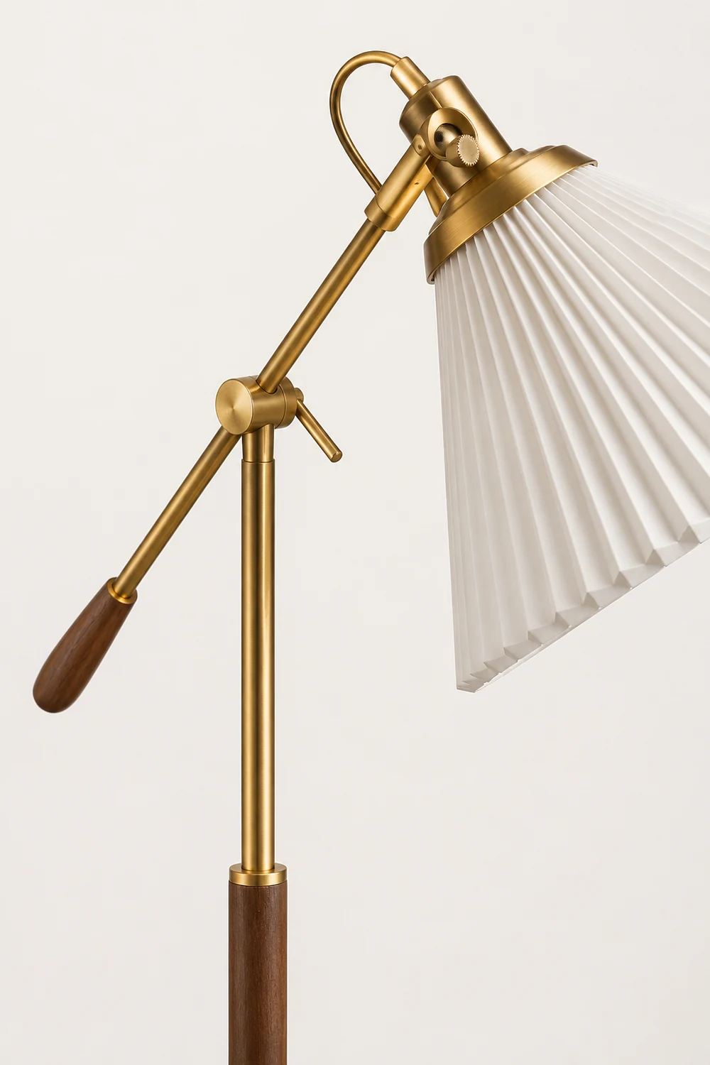 Ozawa Floor Lamp Pleated Retro, Metal/Wood, Living Room - Lumpaz
