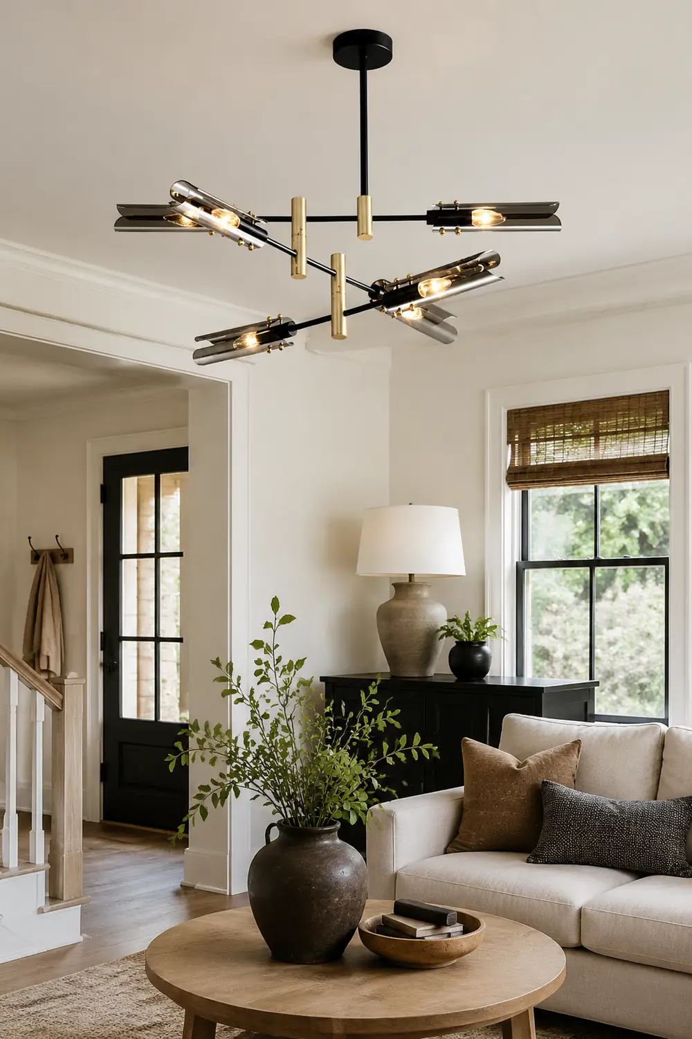 Sanna Modern Metal/Glass Semi-Flush Mount Ceiling Light, Gray/Amber - Lumpaz