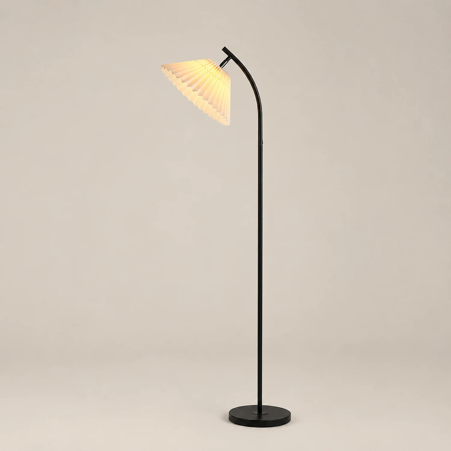 Ozawa Modern Arc Pleated Metal Fabric Floor Lamp, 3 Color - Lumpaz