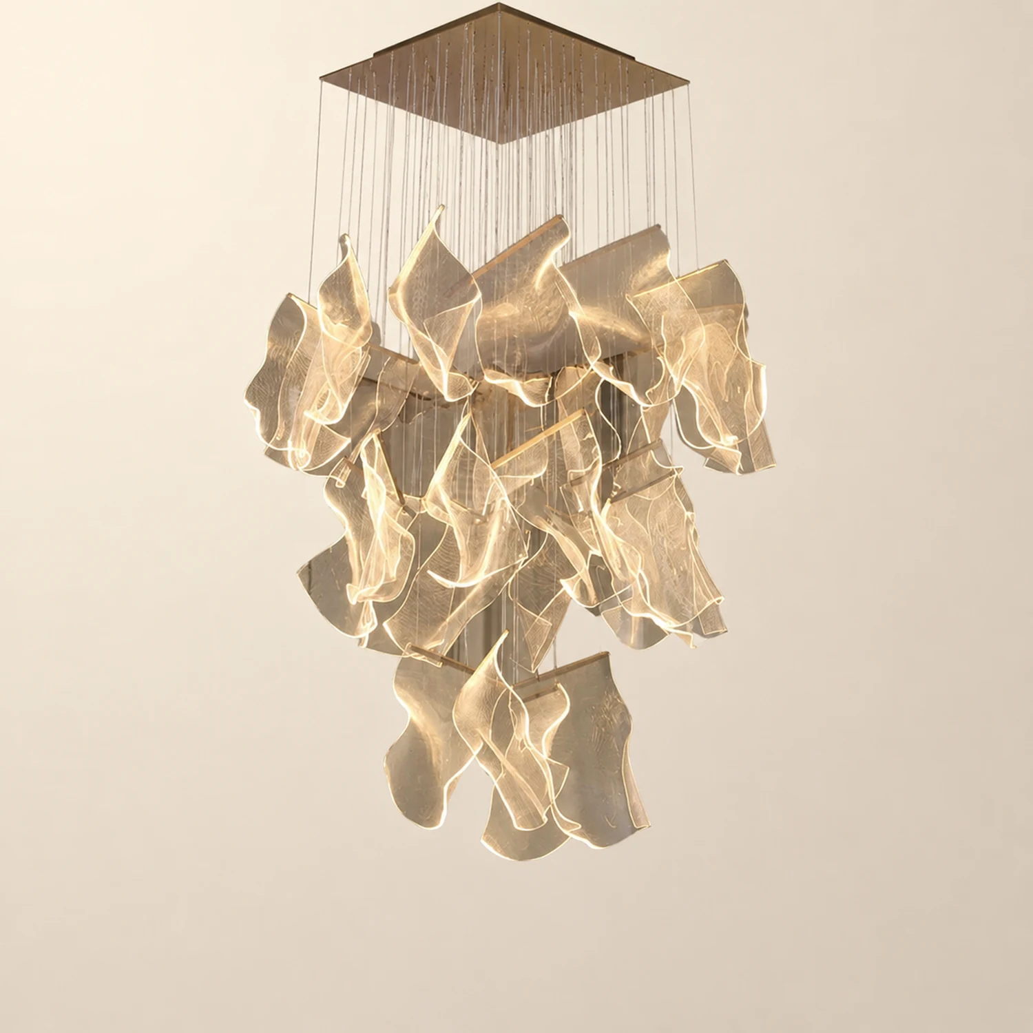Marylin Artistic Acrylic Silk Chandelier, Gold - Lumpaz