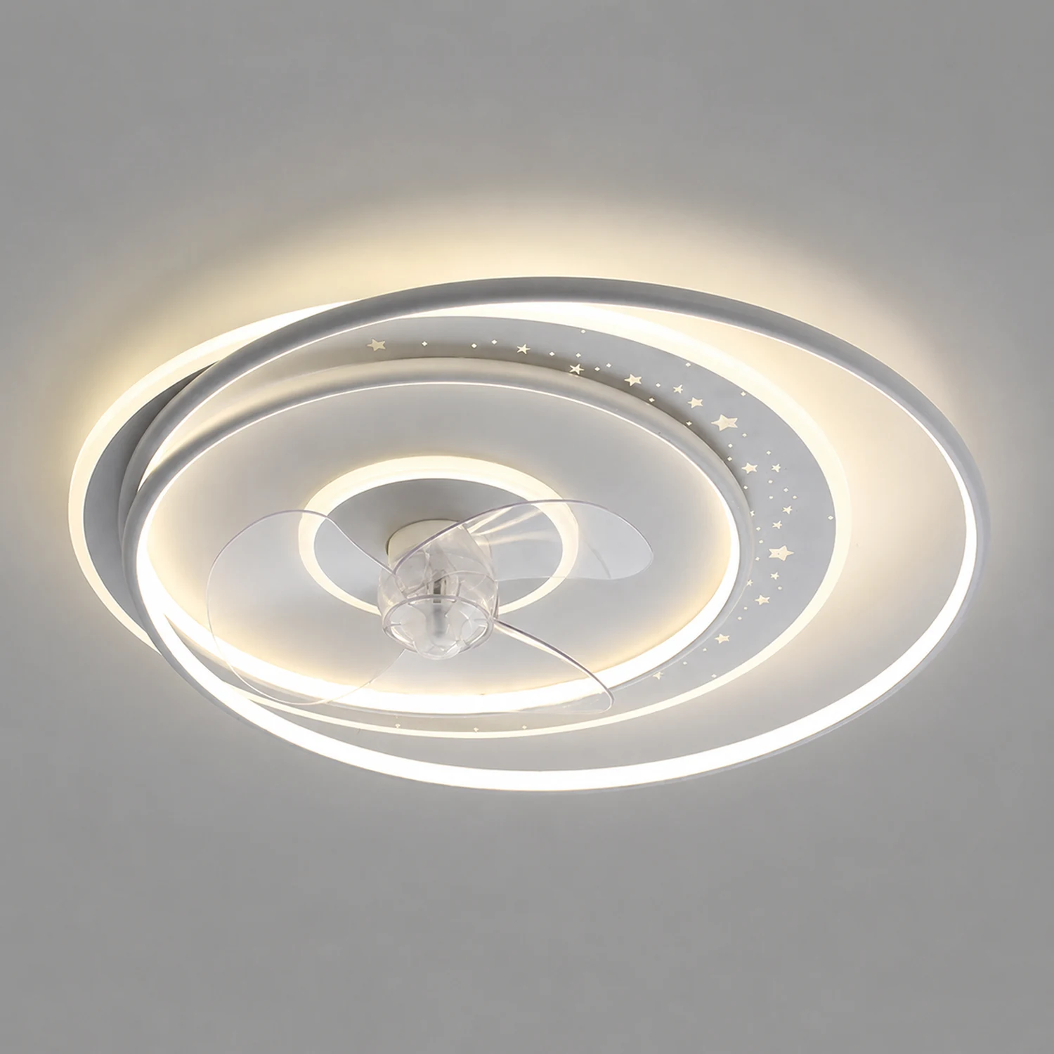 Edge White Ceiling Fan with Light, 8 Style, L 16"/18" - Lumpaz