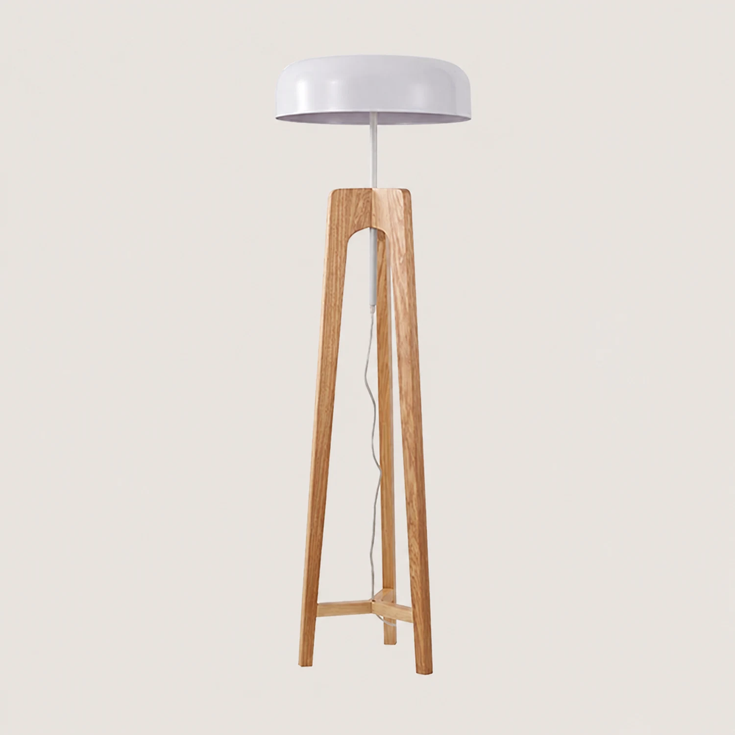 Ozawa Modern Bowl Tripod Wood Metal Floor Lamp, Black/White - Lumpaz