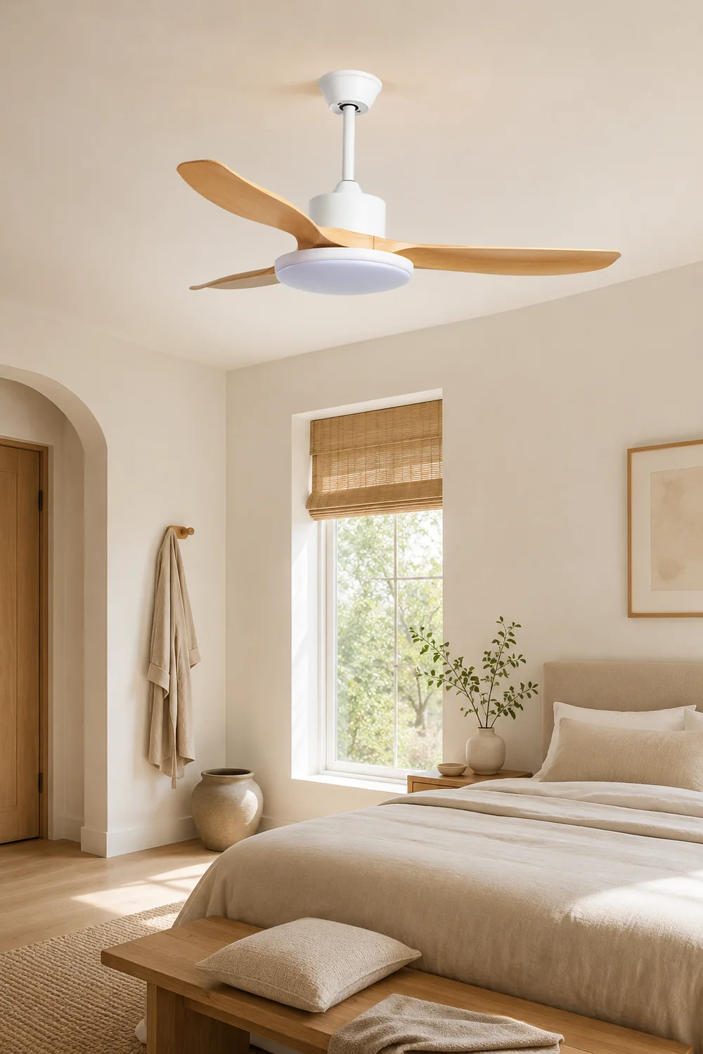 Haydn 3-Blade DC Ceiling Fan with Light, Black & White, 39.4''/47.2''/55.1'' - Lumpaz