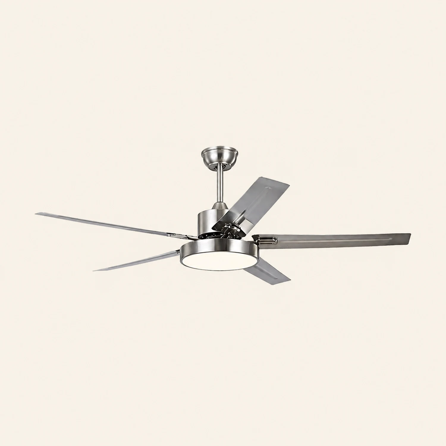 Haydn 5-Blade Industrial Silver DC Ceiling Fan Light, 52'' - Lumpaz