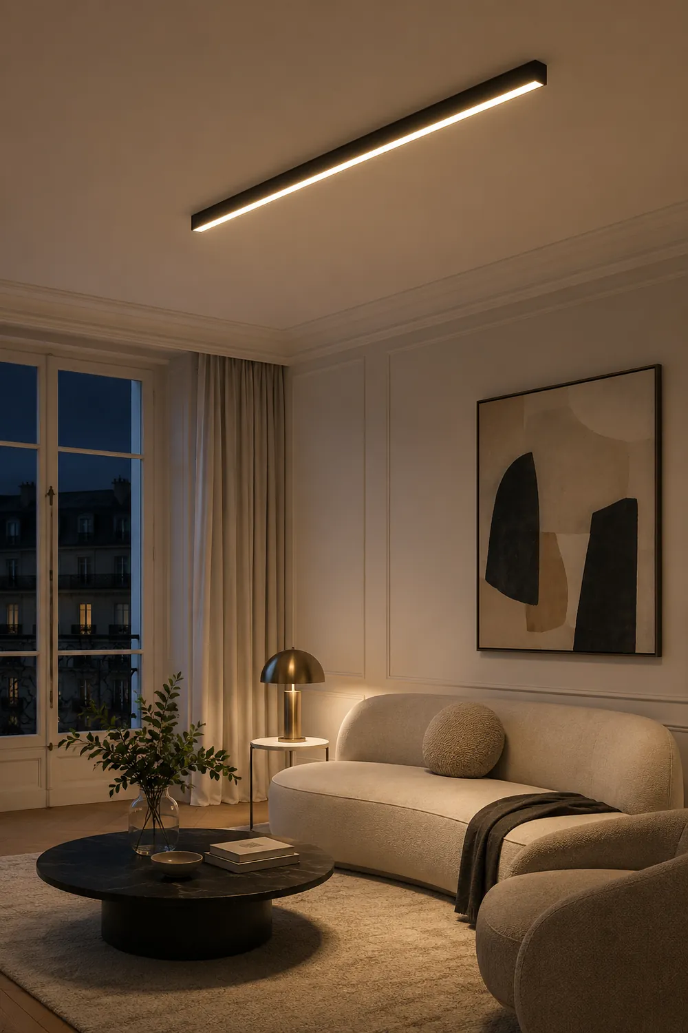 Edge Modern LED Linear Black Metal Flush Mount Ceiling Light - Lumpaz