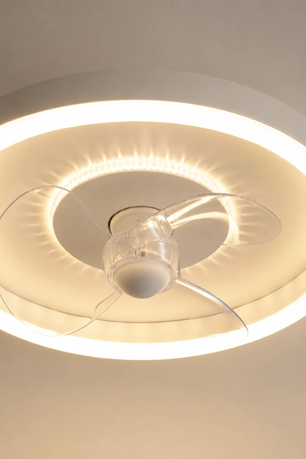 Quinn White Double-light Ceiling Fan with Light, DIA 15.7"/19.7" - Lumpaz