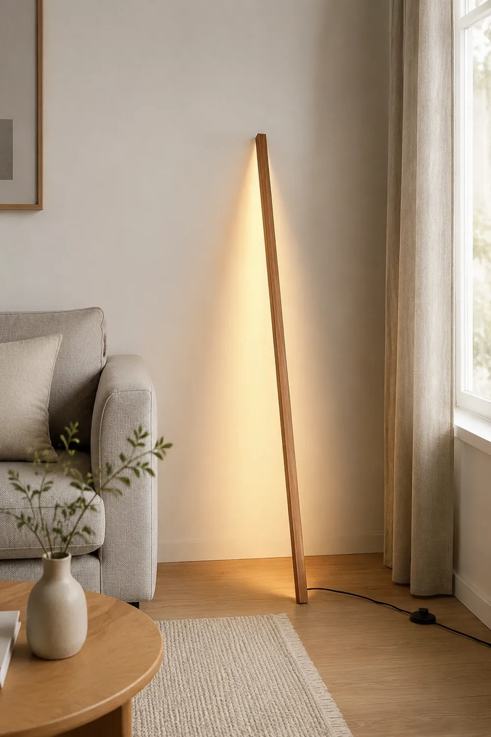 Ozawa Minimalist Linear Wooden 2 Color Floor Lamp - Lumpaz
